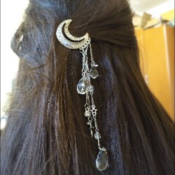 Moon stars crystals hair clips gold silver rose - Picture 7 of 16